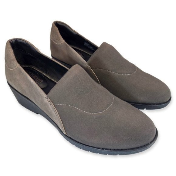 Adam Tucker Me Too Nolte Wedge Loafers NEW Sz 9 Charcoal Slip On Comfort Shoes. - Picture 2 of 9